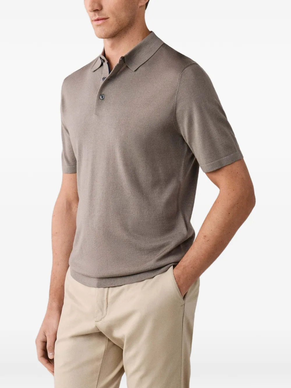 Hackett London Gebreid poloshirt Grijs