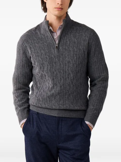 Hackett London cable-knit quarter-zip knit