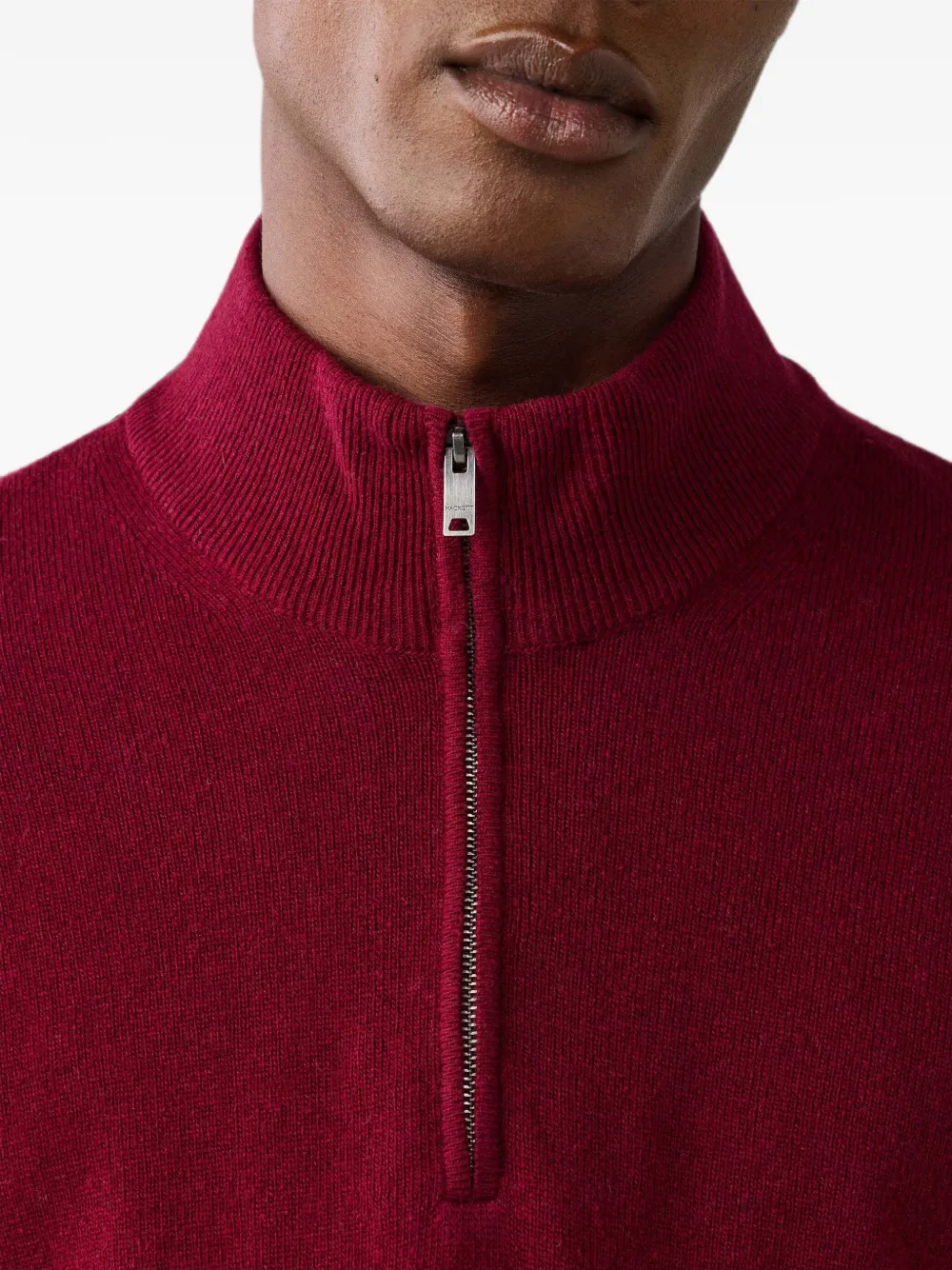 Hackett London Gebreide trui met elleboogpatch en rits Rood