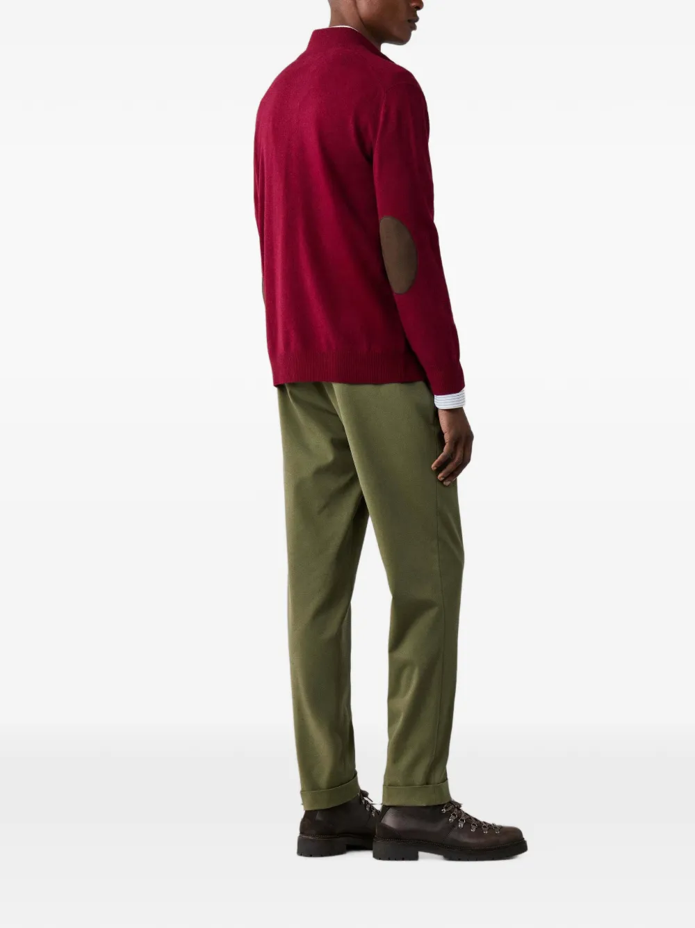 Hackett London Gebreide trui met elleboogpatch en rits Rood