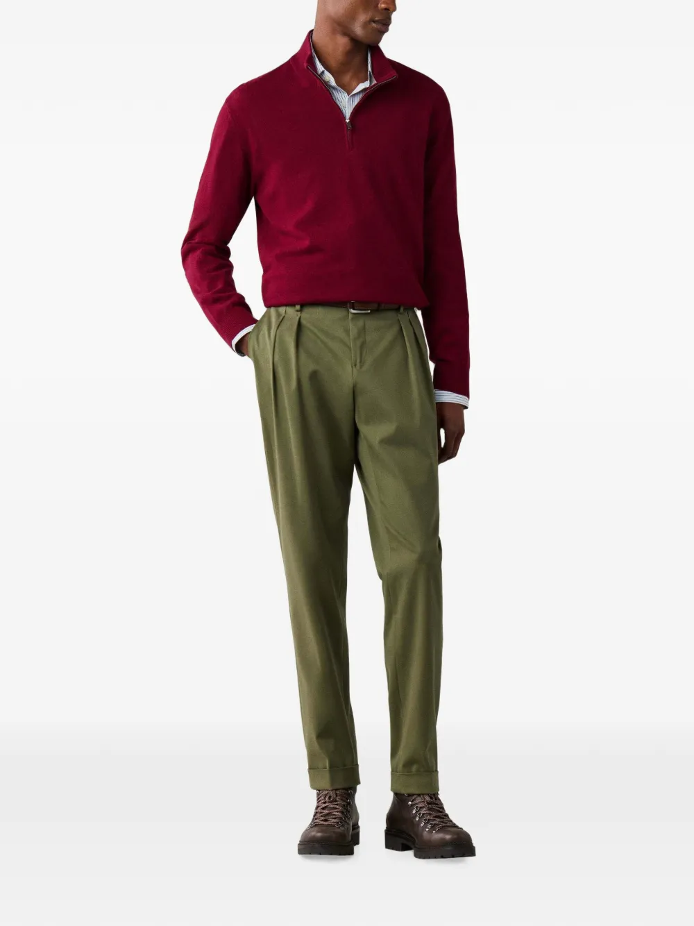 Hackett London Gebreide trui met elleboogpatch en rits Rood