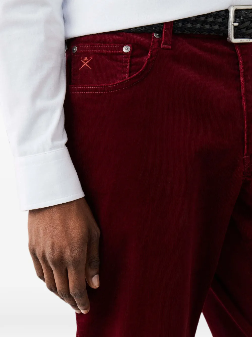 Hackett London Trinity ribfluwelen broek Rood