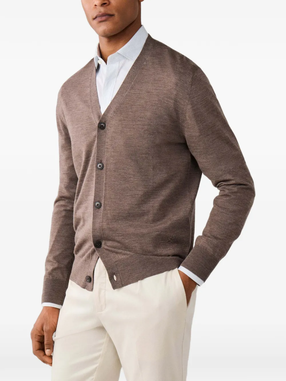 Hackett London Vest van merino wol Bruin