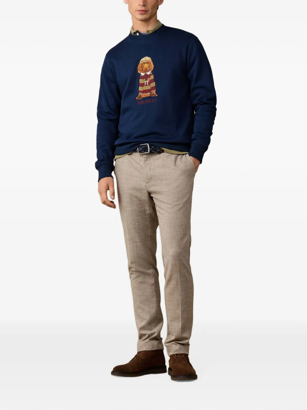 Hackett London Heritage Harry sweater met borduurwerk Blauw