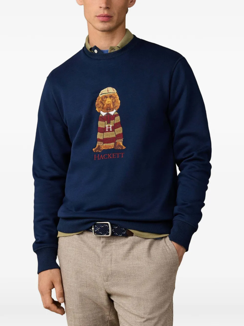 Hackett London Heritage Harry sweater met borduurwerk Blauw