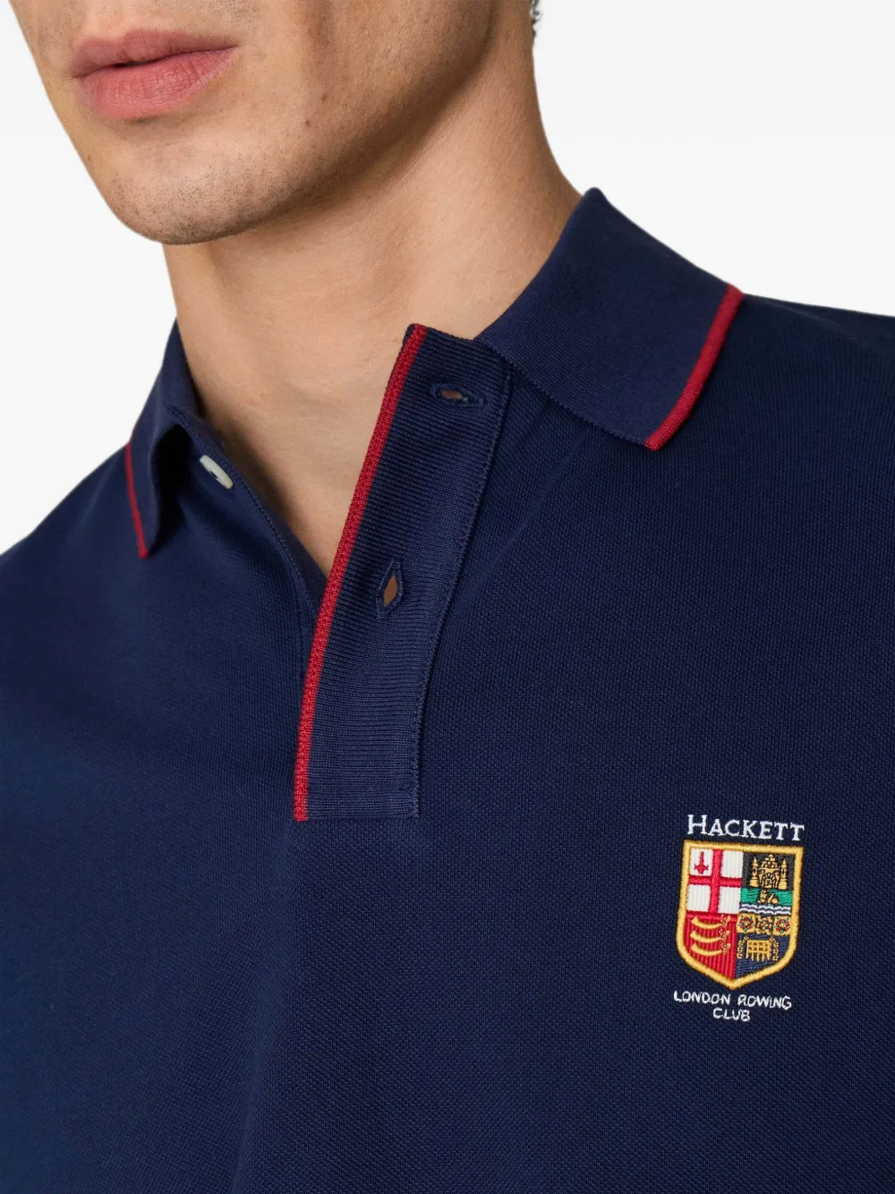 Hackett London Heritage LRC poloshirt met geborduurd wapenschild Blauw