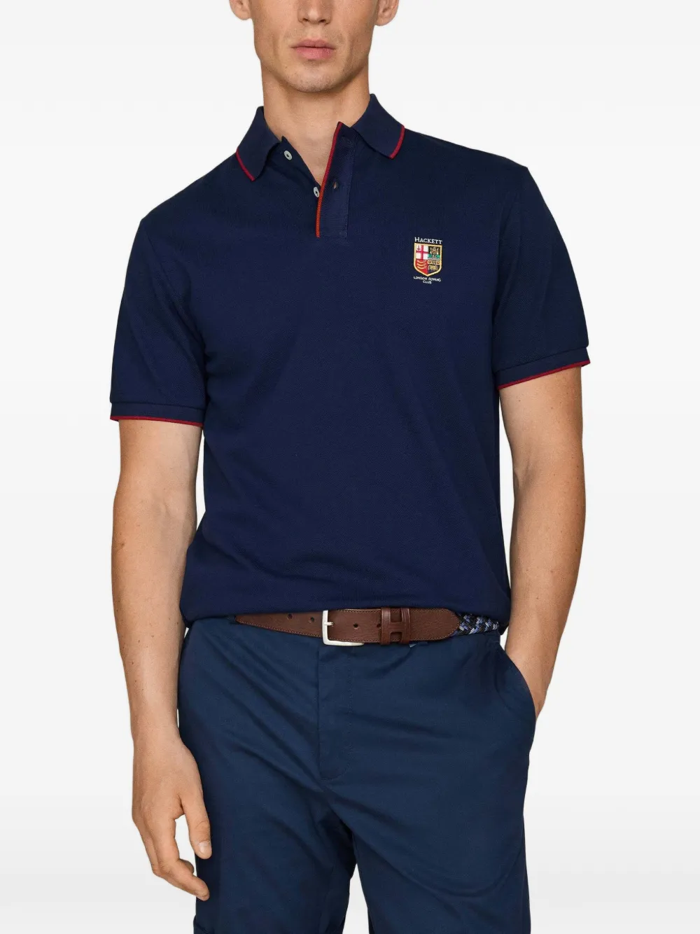 Hackett London Heritage LRC poloshirt met geborduurd wapenschild Blauw