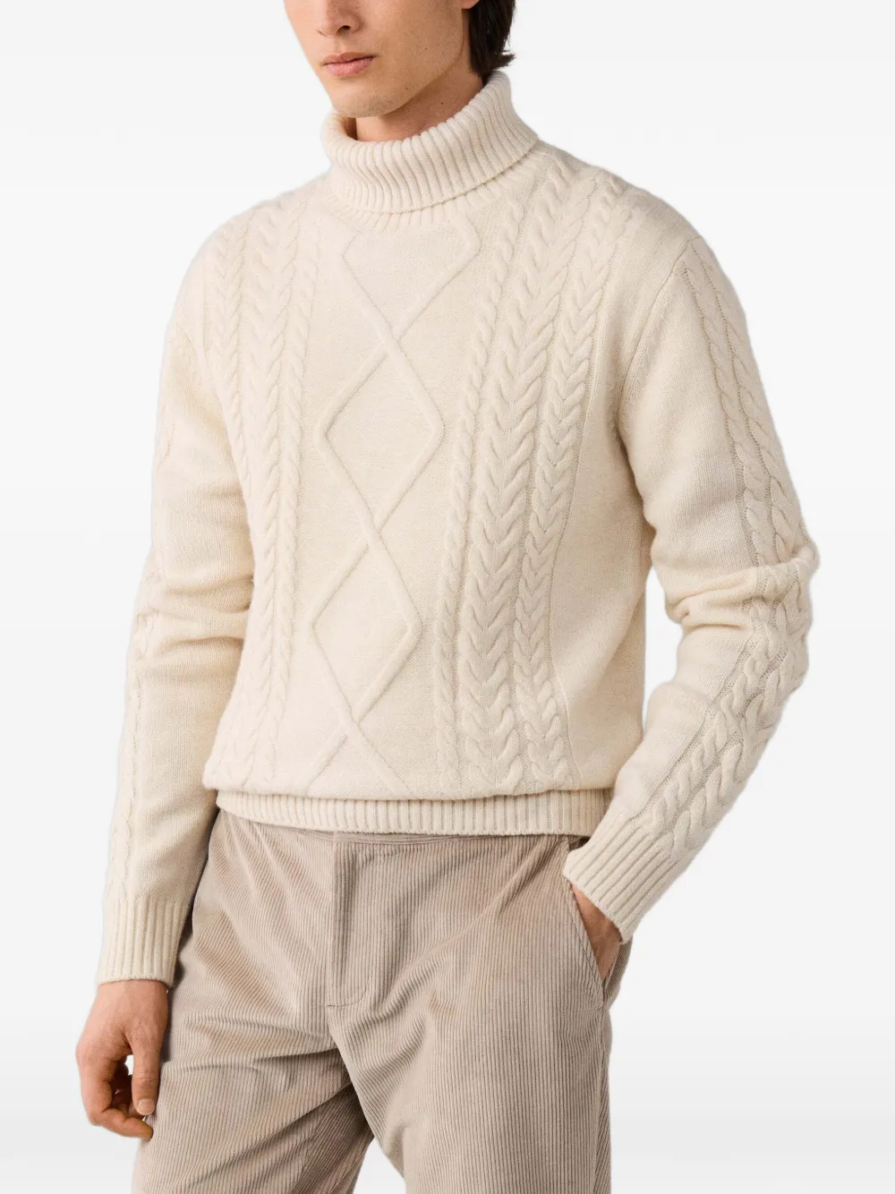 Hackett London Kabelgebreid vest met argyle-patroon Beige