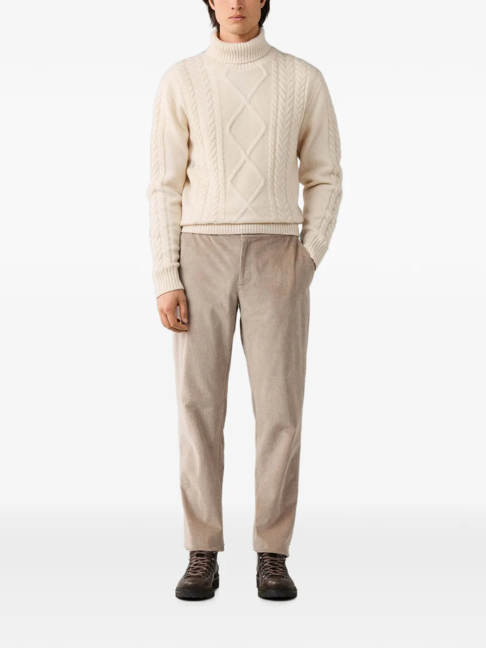 Hackett London Kabelgebreid vest met argyle-patroon Beige