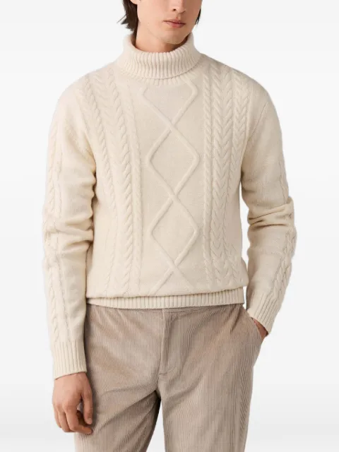 Hackett London pull en maille torsadée et motif losanges