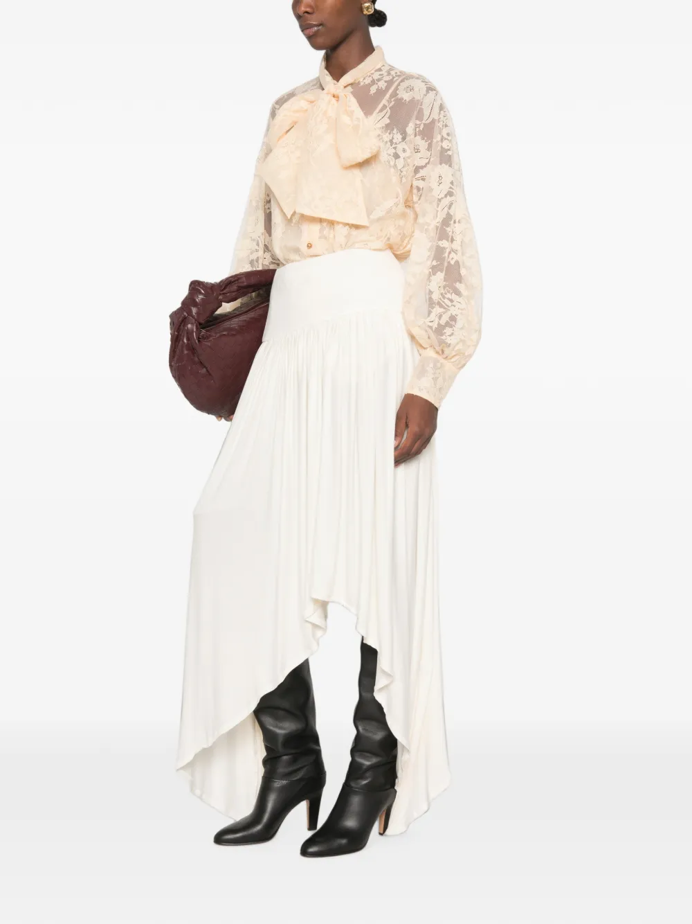 ZIMMERMANN Valiant blouse met bloemenkant en strik Beige