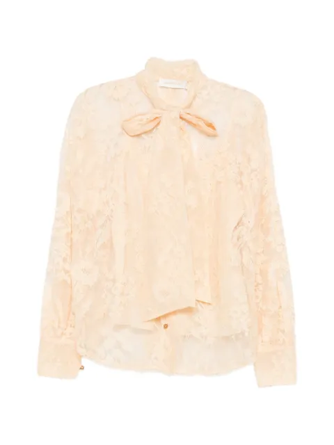 ZIMMERMANN blusa de encaje con moño en el cuello