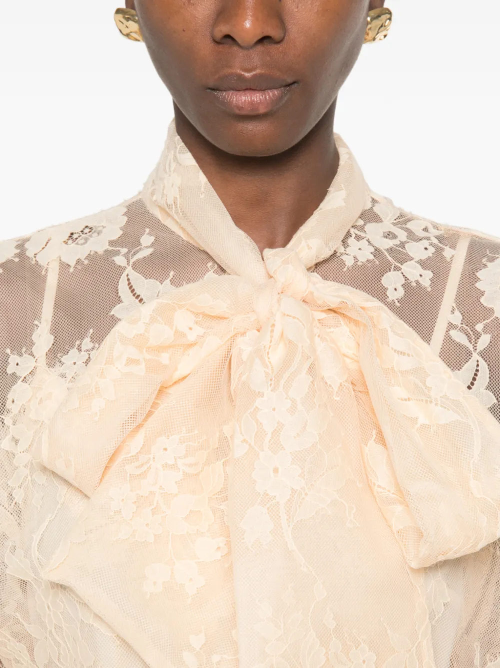 ZIMMERMANN Valiant blouse met bloemenkant en strik Beige