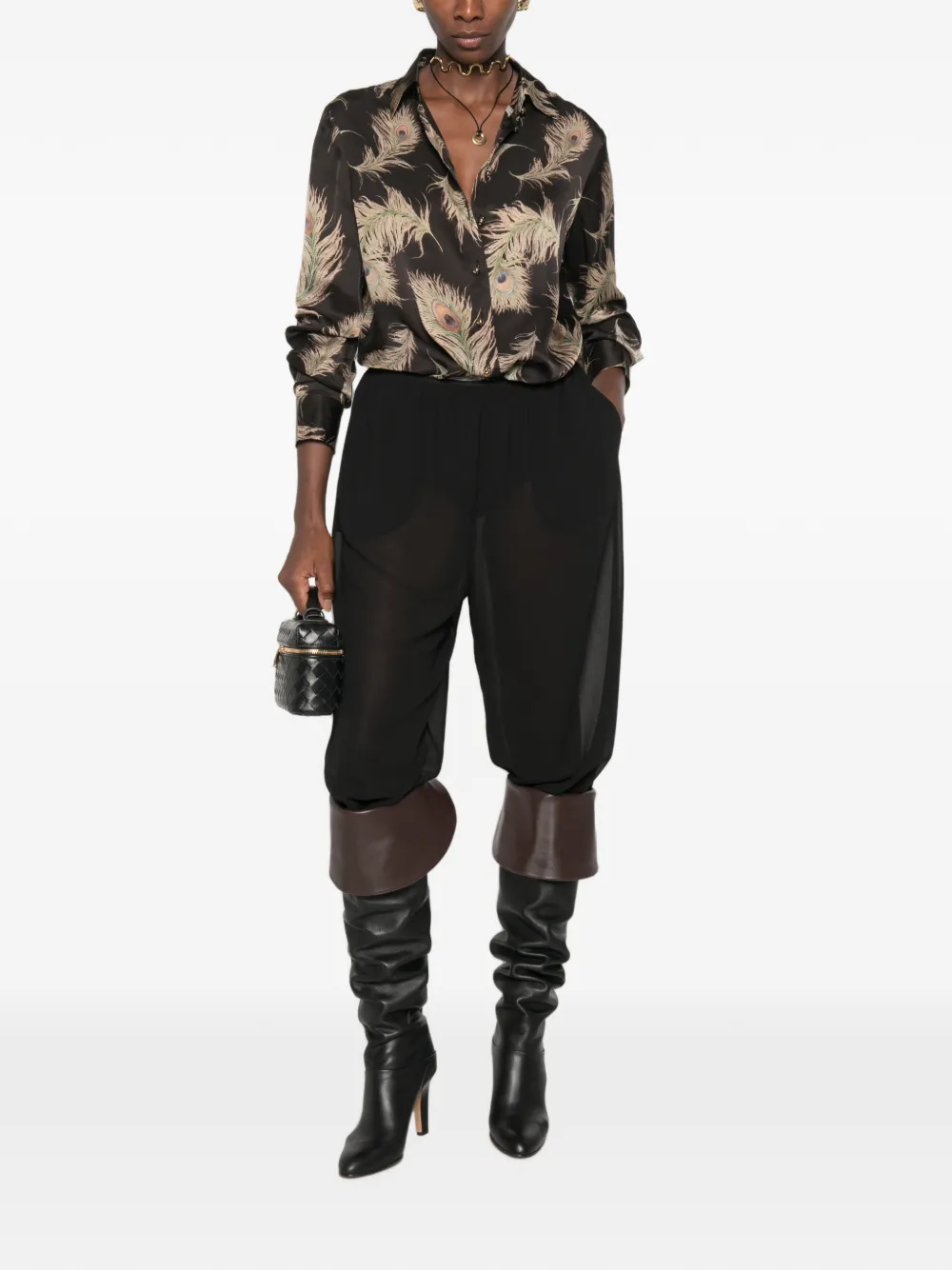 ZIMMERMANN Valiant blouse met veren-print Bruin