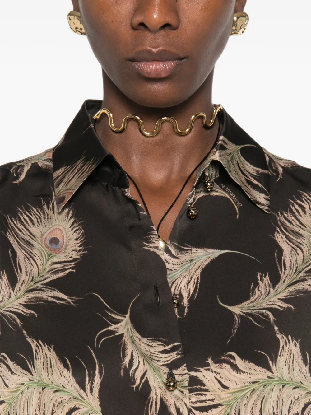 ZIMMERMANN Valiant blouse met veren-print Bruin