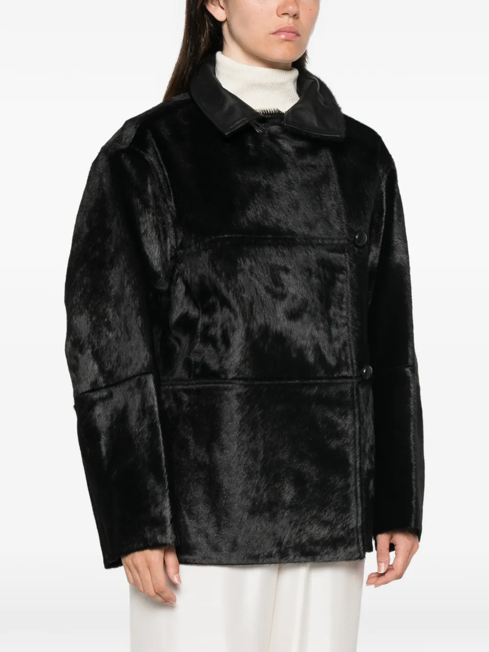 Róhe Pony-hair Jacket in Black, view 3