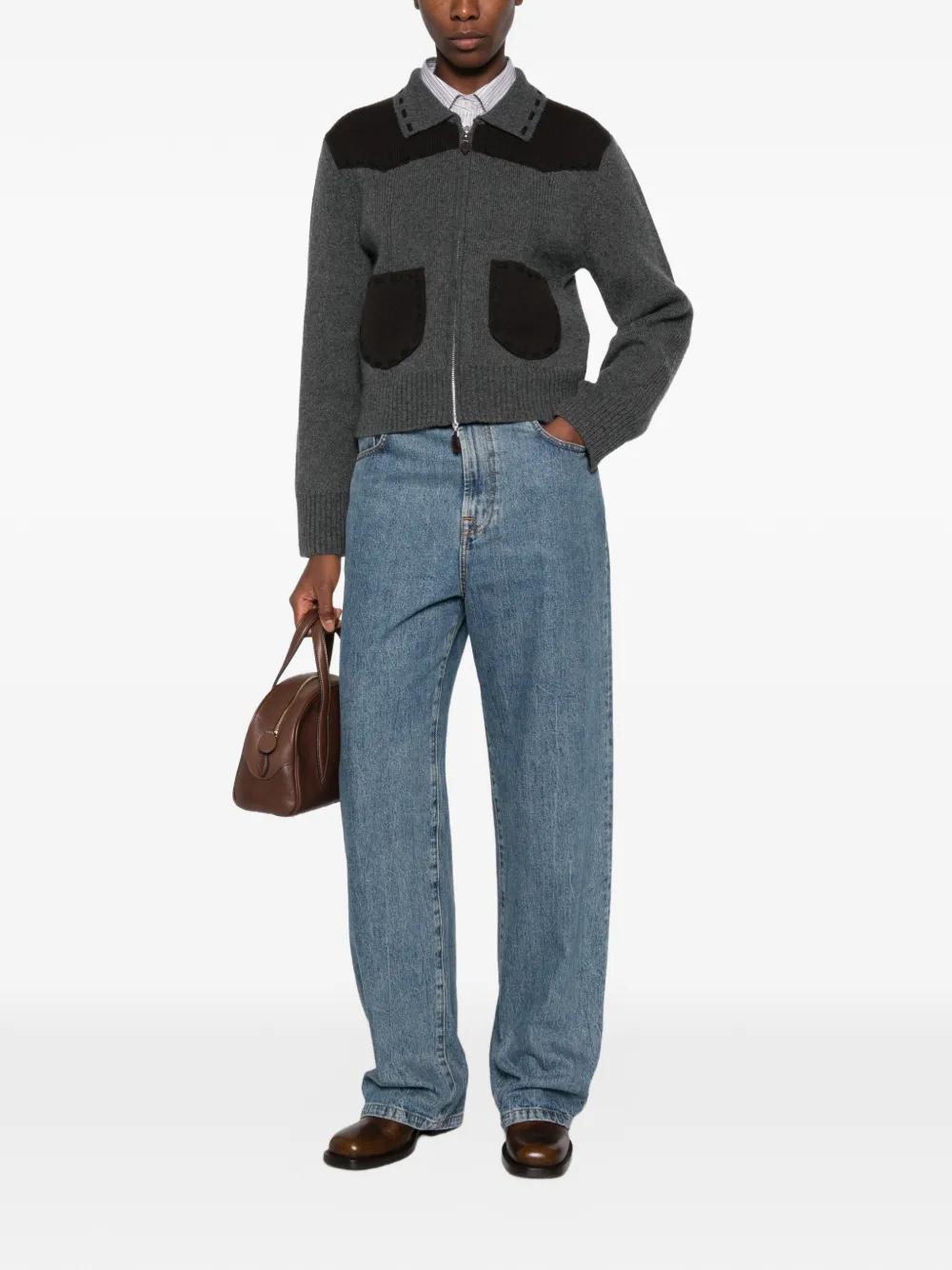 Guest In Residence Saddle Up Zip-up Cardigan in Grey, view 2