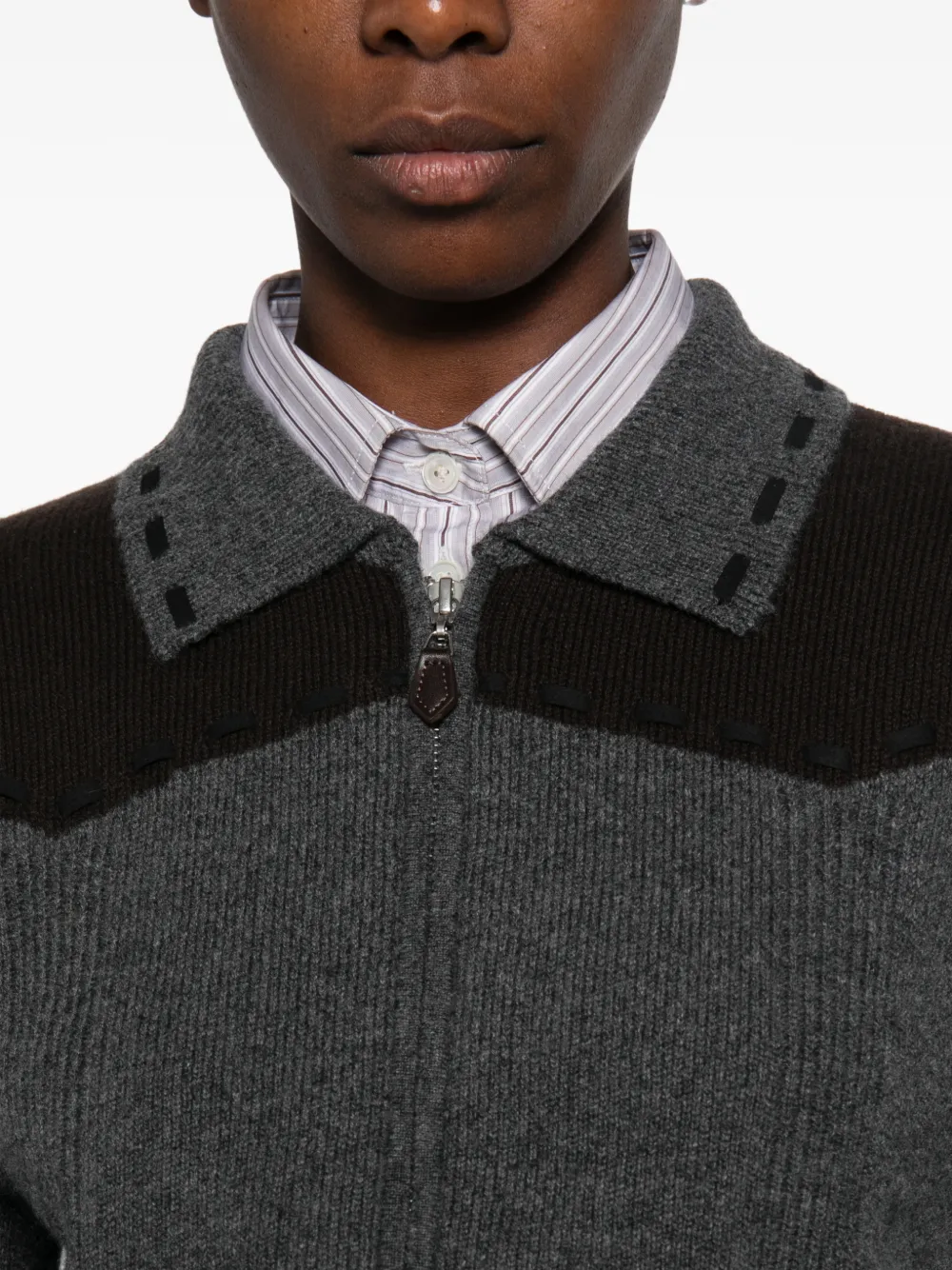 Guest In Residence Saddle Up Zip-up Cardigan in Grey, view 5