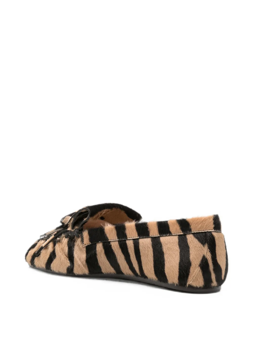 Stuart Weitzman fringe-detail zebra-print loafers Beige
