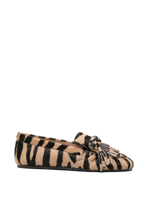 Stuart Weitzman fringe-detail zebra-print loafers