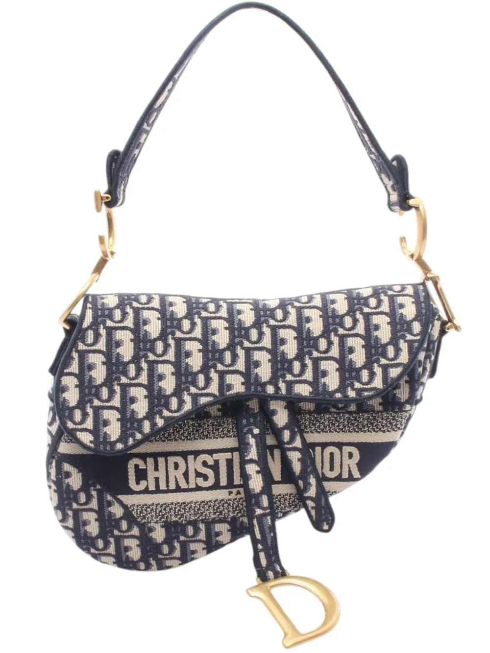 Christian Dior Pre-Owned 2010-2026 Oblique Embroidered Canvas Saddle Bag shoulder bag - Blue