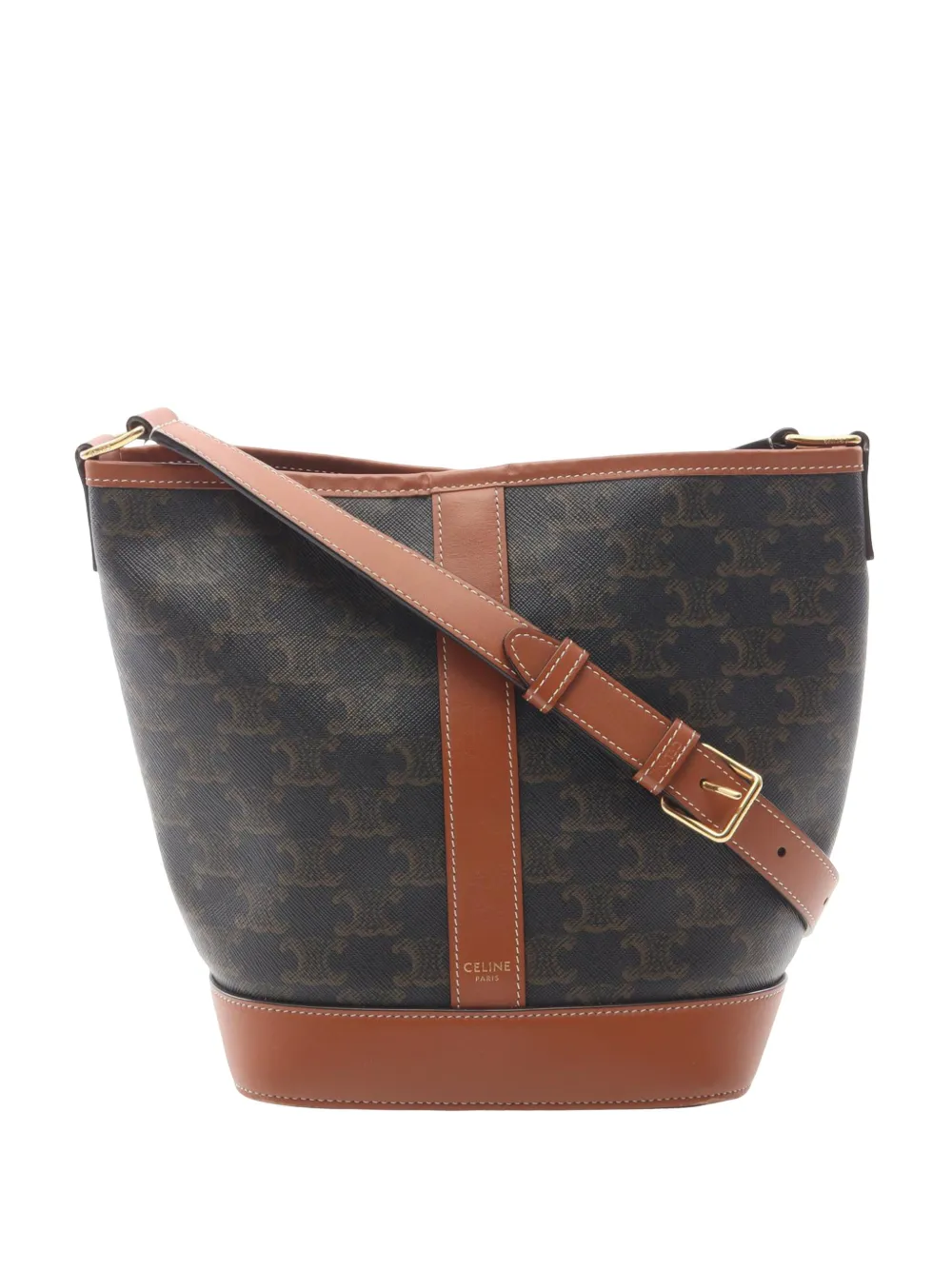 Celine Pre-Owned 2010-2026 Small Triomphe Coated Canvas bucket bag - Brown