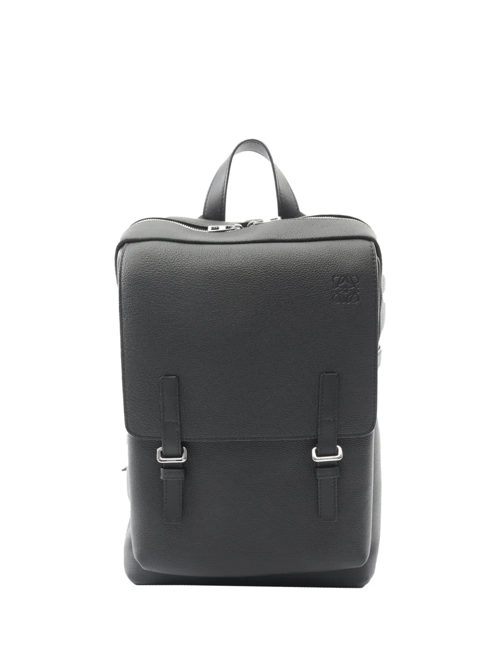 Loewe Pre-Owned 2010-2026 Leather Anagram Military backpack - Black