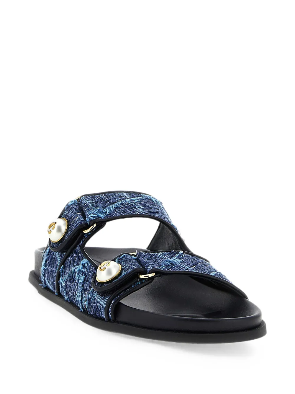 Jimmy Choo Fayence frayed denim sandals Blauw