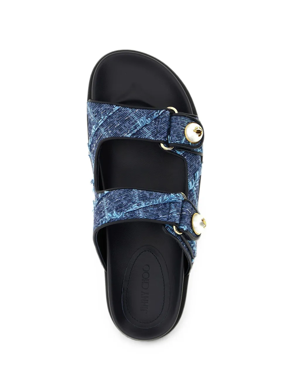 Jimmy Choo Fayence frayed denim sandals Blauw