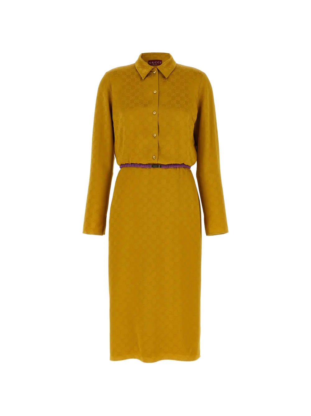 Gucci GG jacquard belted dress - Gelb
