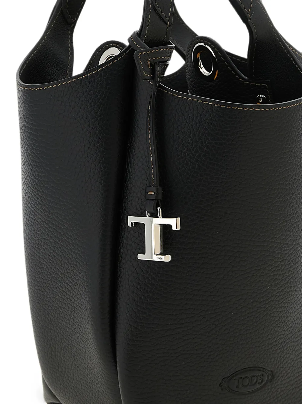 Tod's T Timeless gehamerde leren bucket-tas Zwart