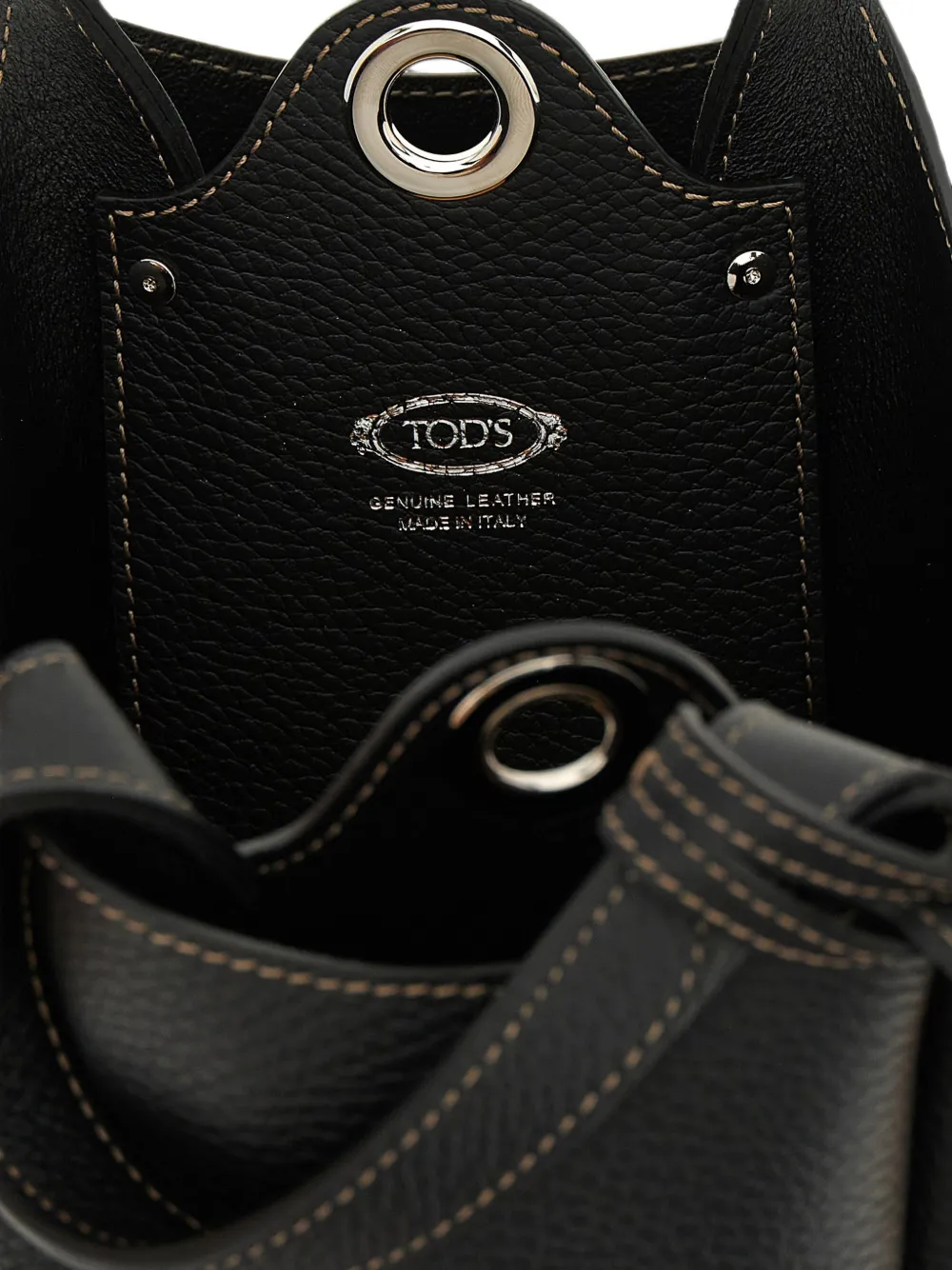 Tod's T Timeless gehamerde leren bucket-tas Zwart