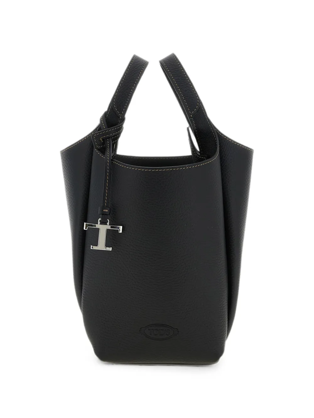 Tod's T Timeless hammered leather bucket bag - Schwarz
