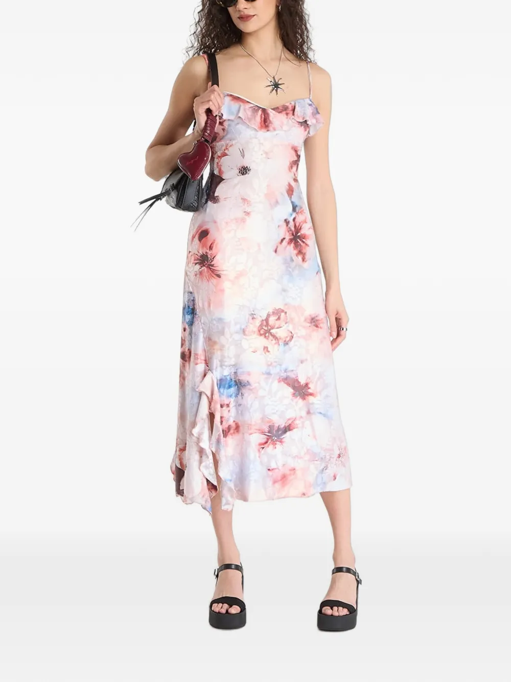 Desigual Maxi-jurk met bloemenprint Roze
