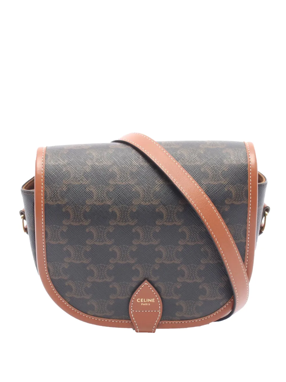 Celine Pre-Owned 2000-2026 Medium Triomphe Coated Canvas Folco crossbody bag - Brown