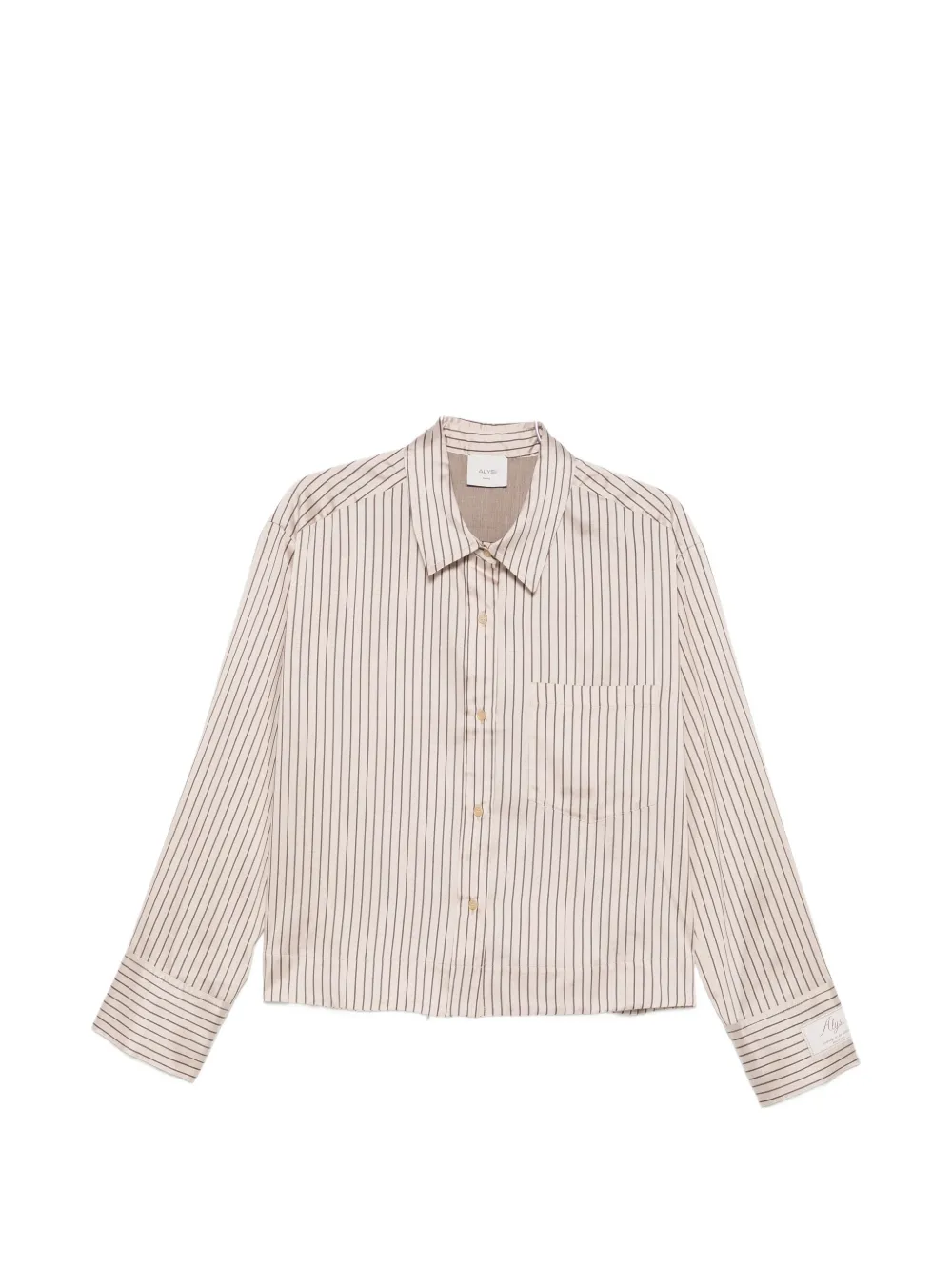 Alysi vertical-stripe chest-pocket shirt - Nude