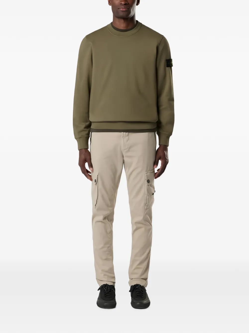 Stone Island Sweater met logo-patch en geverfd effect Groen