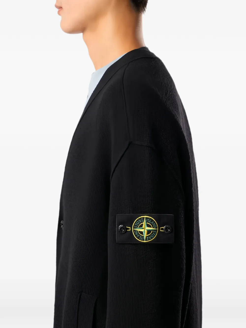 Stone Island Zuivere rws-wollen vest met V-hals Zwart