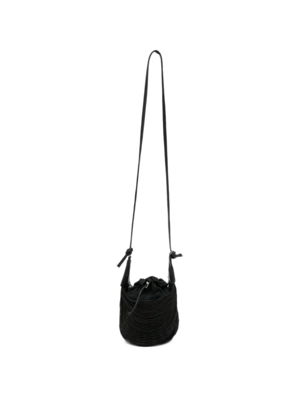 Mariana Mendez Bowl Fringed Bucket Bag In グレー