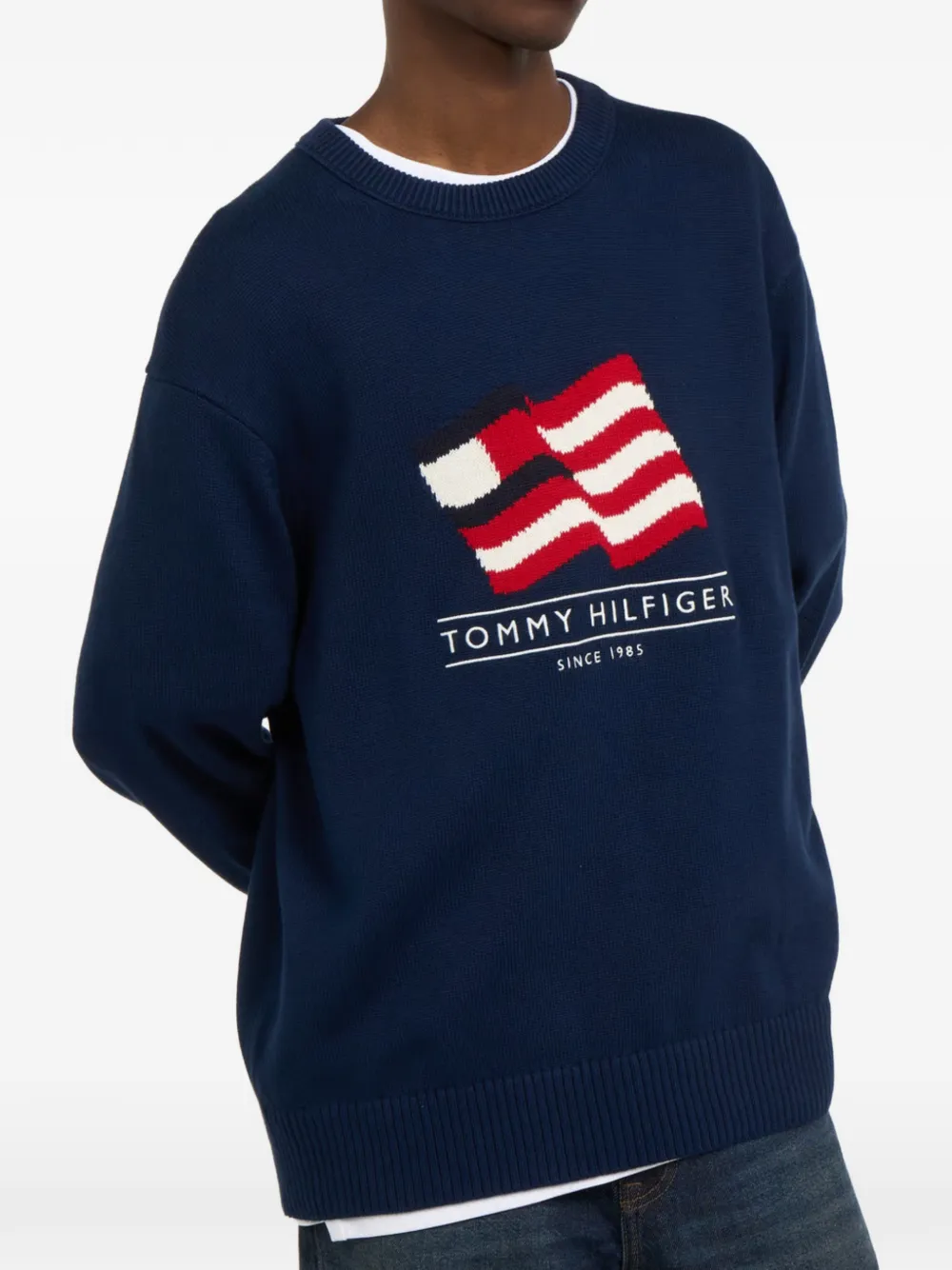 Tommy Hilfiger Flag intarsia trui Blauw
