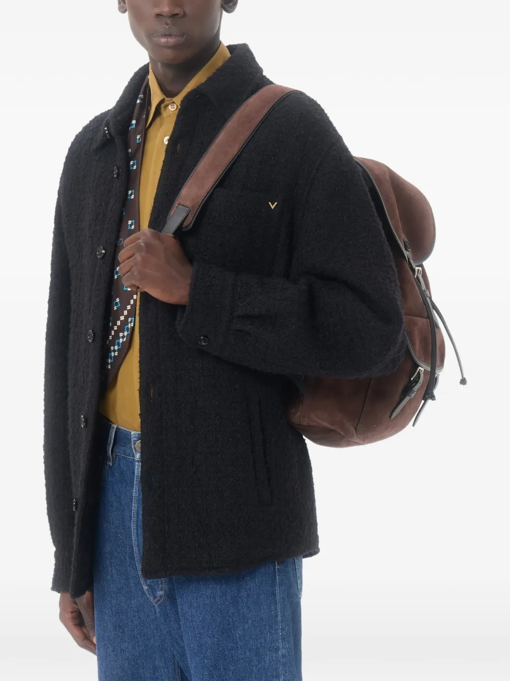 Valentino Garavani VLogo bouclé jack Zwart