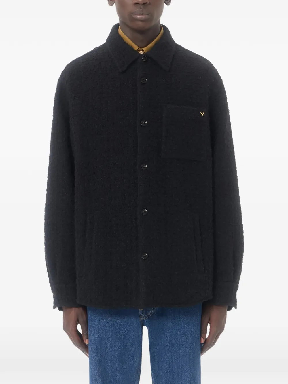 Valentino Garavani VLogo bouclé jack Zwart
