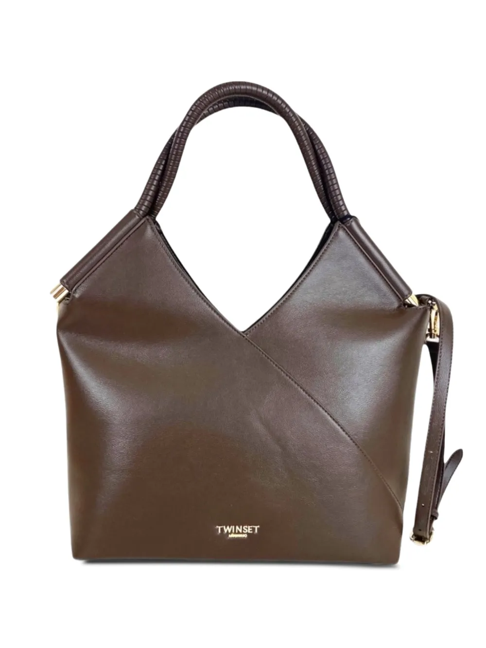 TWINSET logo-plaque top-handle tote bag - Braun