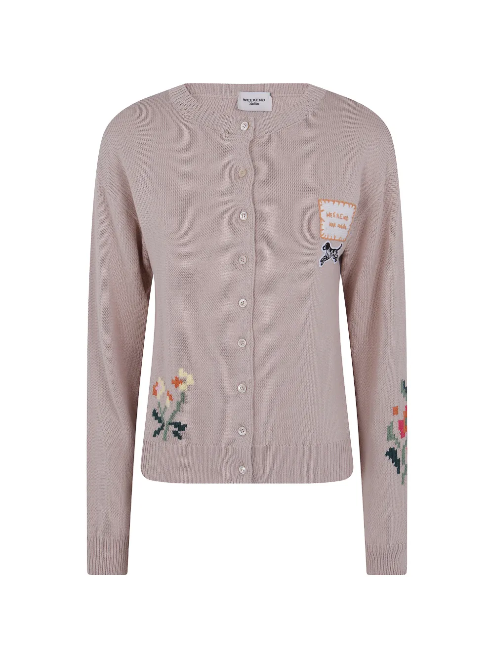 Weekend Max Mara floral-intarsia embroidered cardigan - Nude