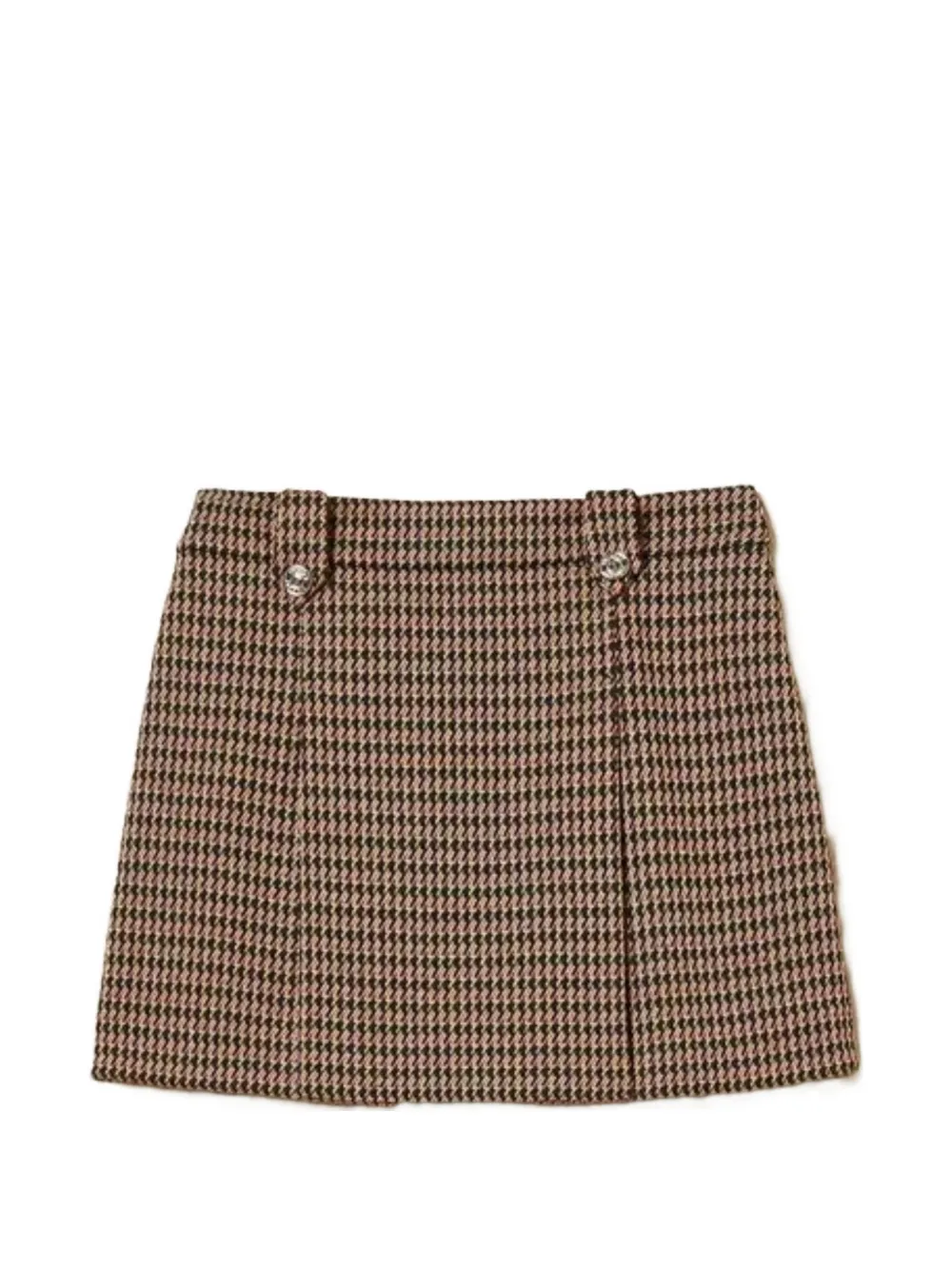 TWINSET Kids Rok met pied-de-poule print en knoopdetail Beige