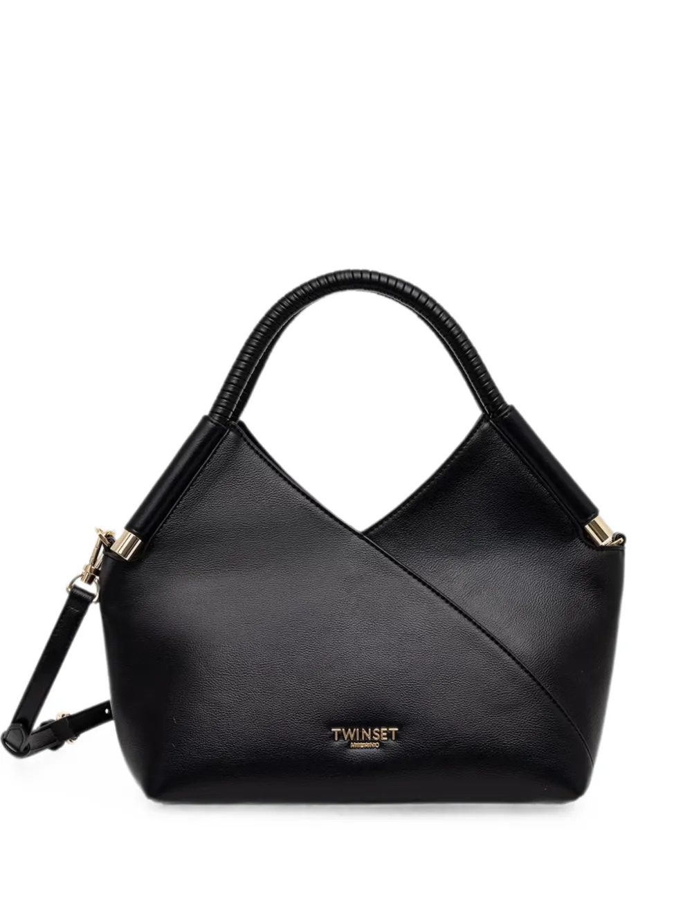 TWINSET logo-plaque asymmetric tote bag - Schwarz