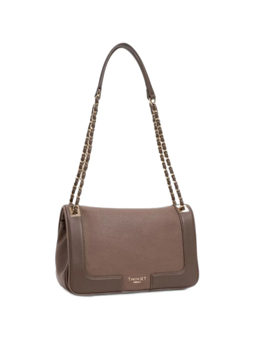 TWINSET pebbled chain-link shoulder bag - Marrone