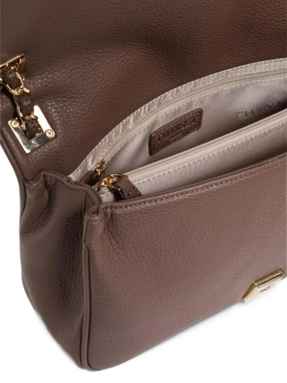 TWINSET pebbled chain-link shoulder bag Bruin