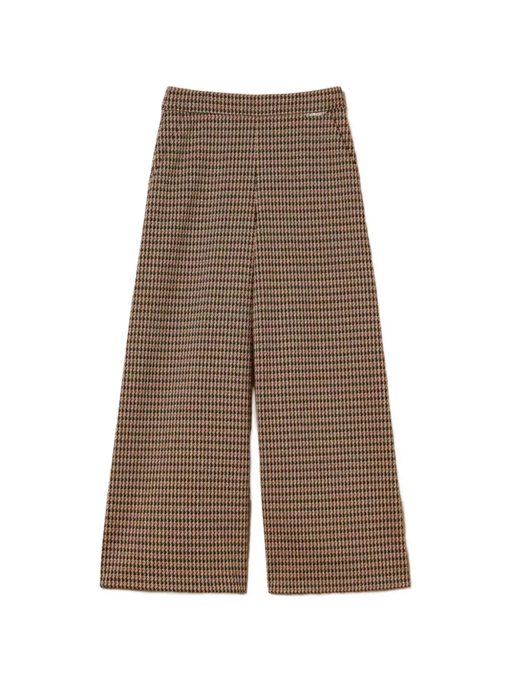 TWINSET Kids houndstooth-pattern wide-leg casual trousers - Marrone