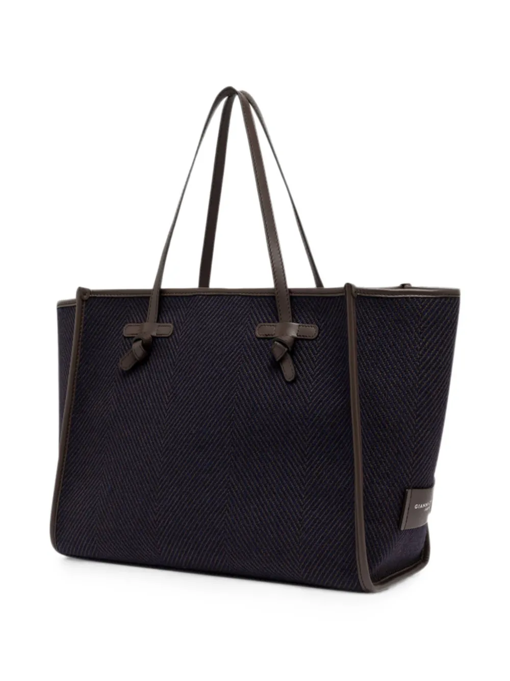 GIANNI CHIARINI Marcella schoudertas met visgraatpatroon Blauw